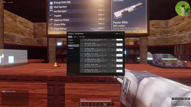 Buying armour from the supply vendorbot